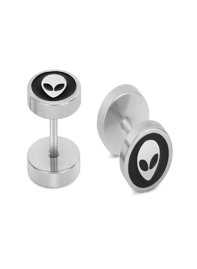 أقراط فضائي قوطية للجنسين، أقراط مرصعة بقضيب من الفولاذ المقاوم للصدأ